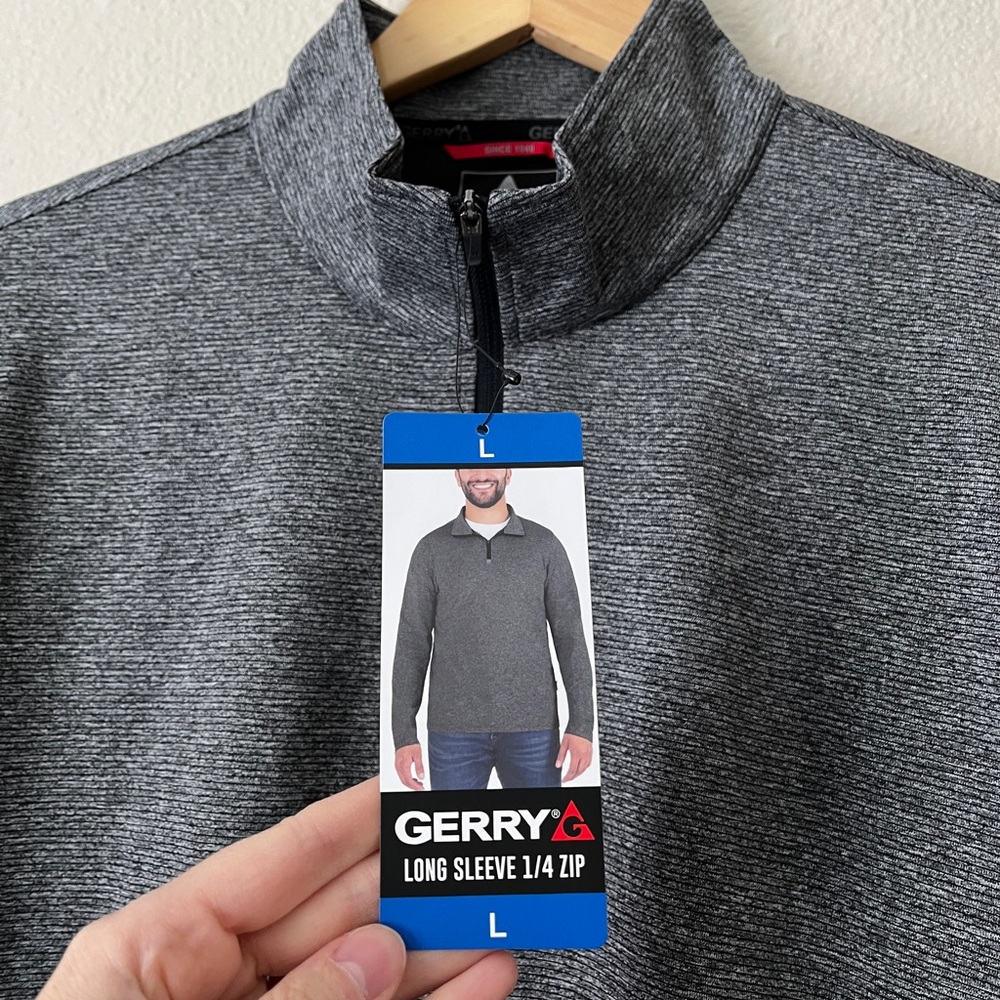 NWT Gerry Long Sleeve 1/4 Zip Shirt Men Large Grey - Picture 3 of 9